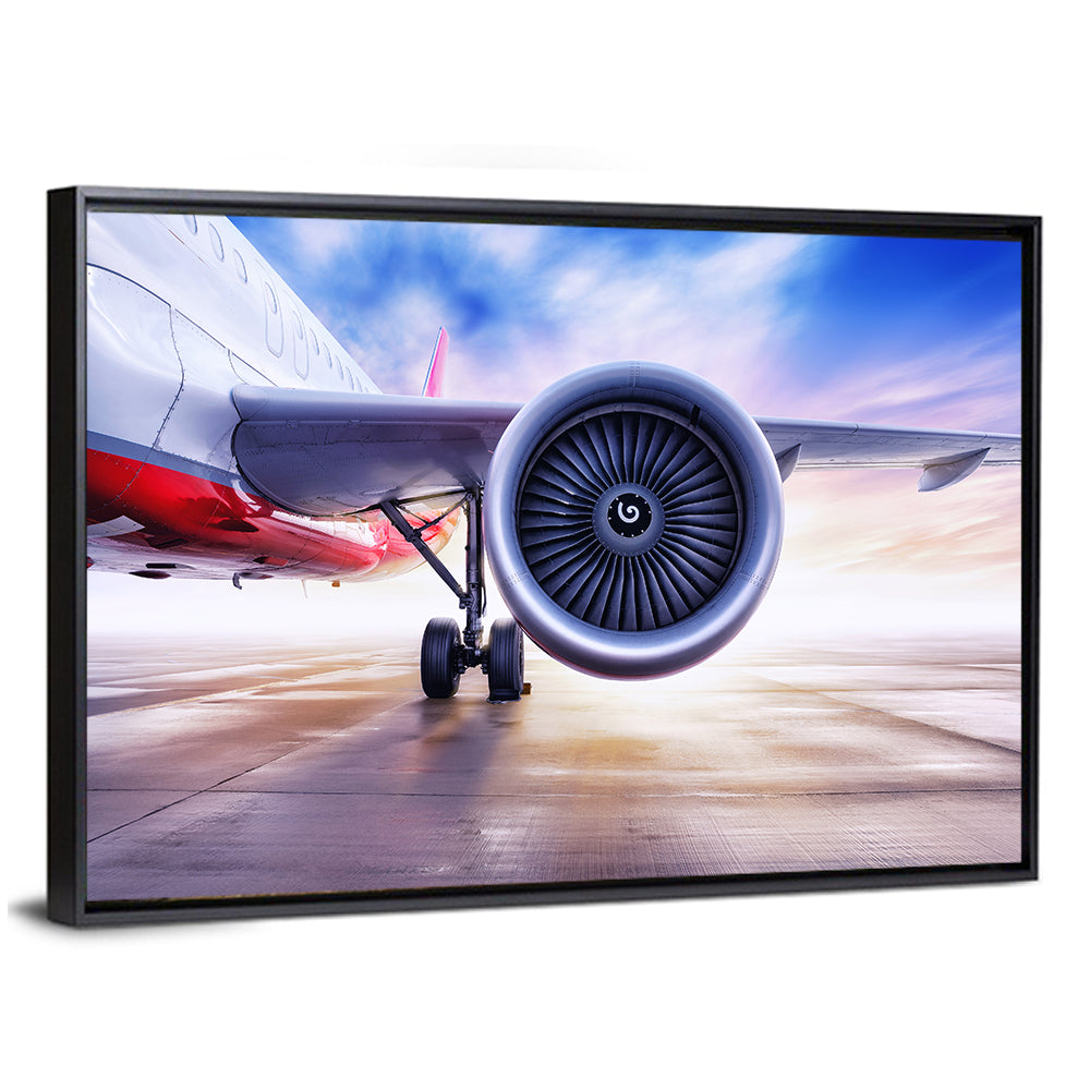 Low Angle Jet Engine on Tarmac Wall Art