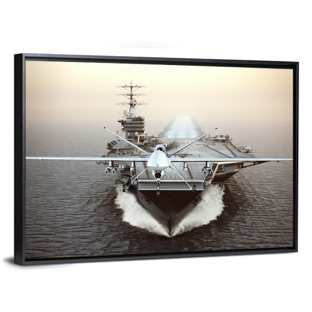 Drone Over Aircraft Carrier Wall Art