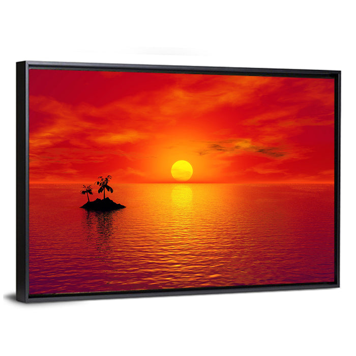 Coconut Island Sunset Wall Art as a framed canvas