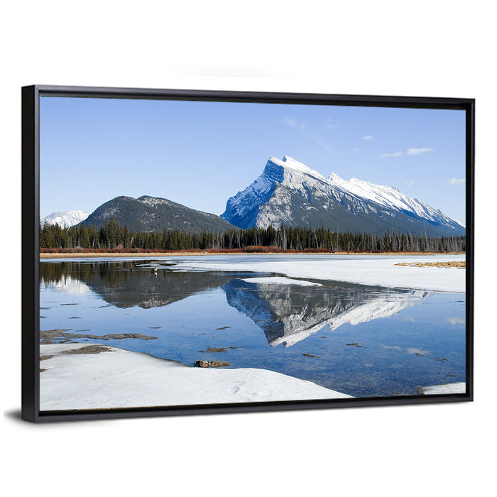 Mount Rundle Reflection at Vermilion Lakes Wall Art as a framed canvas