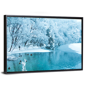 Frozen Lake In Plitvice Wall Art