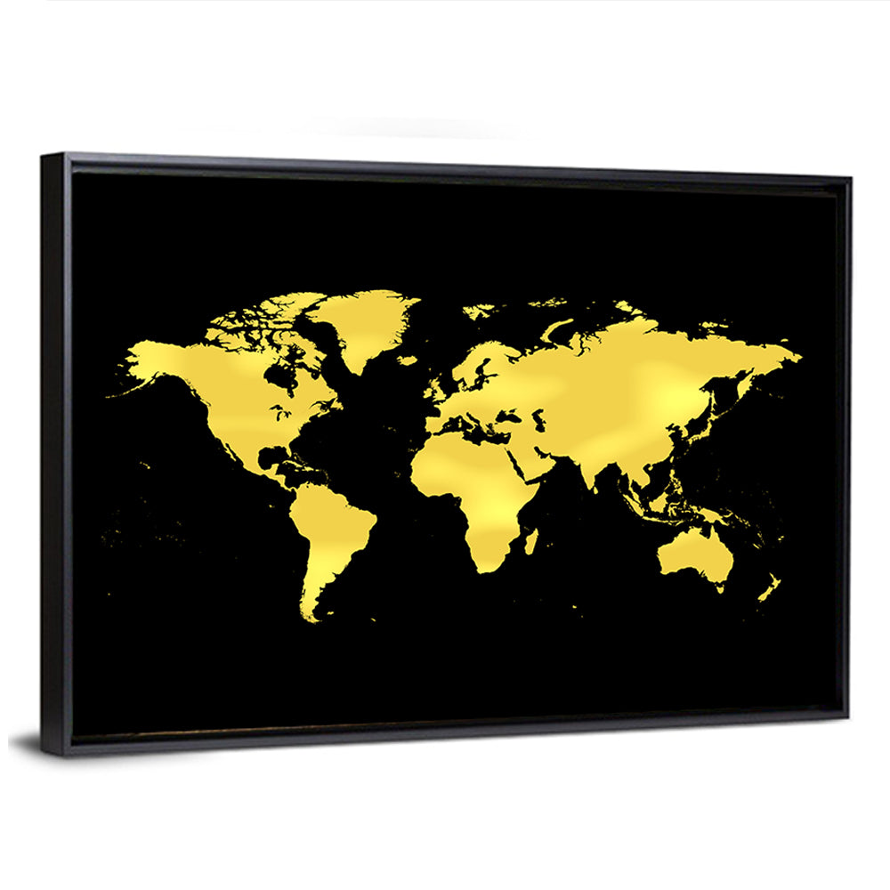 Metallic Gold World Map Wall Art