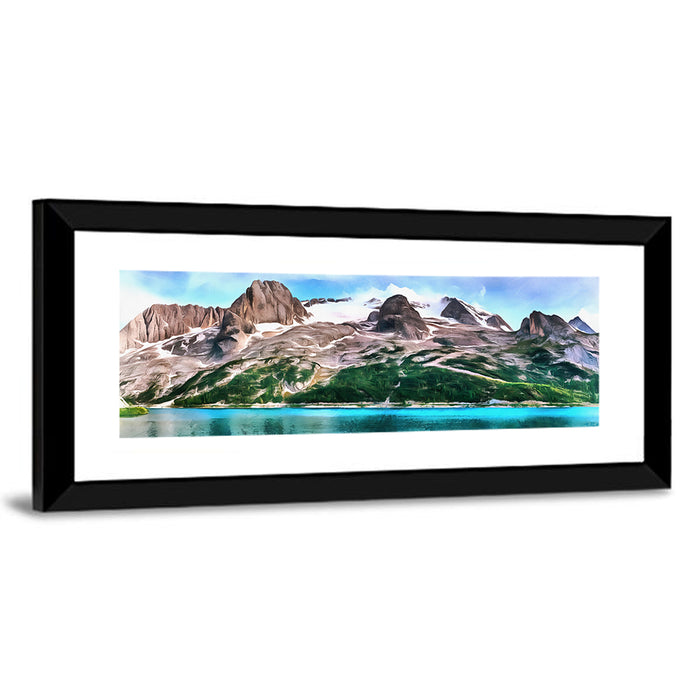 Snow-capped Mountain Lake Wall Art as a framed print