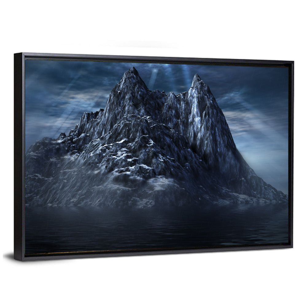 Dark Mountain In Sea Wall Art