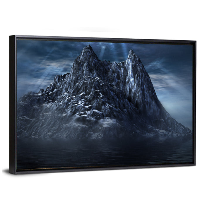 Midnight Mountain Reflection Wall Art as a framed canvas