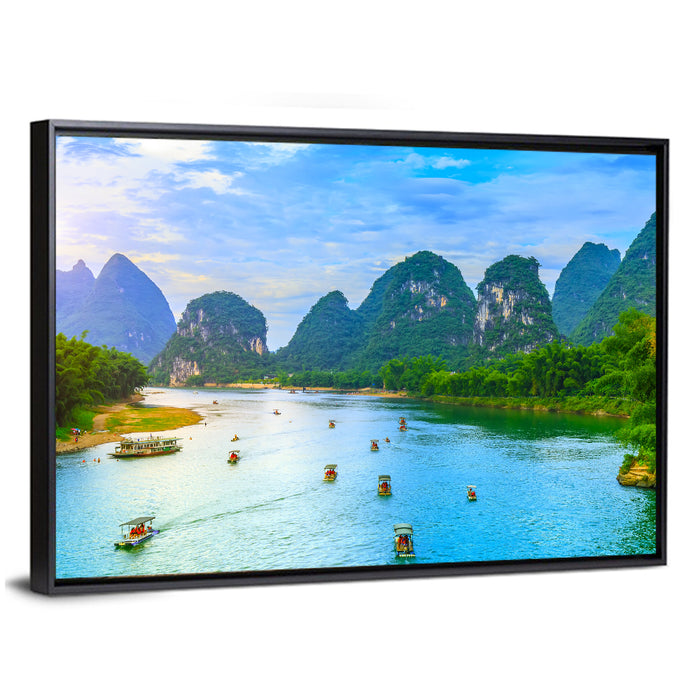 Li River at Yangshuo, Guilin Wall Art as a framed canvas