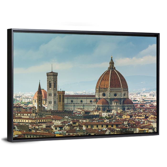 Florence Cathedral Dome and Bell Tower Wall Art as a framed canvas
