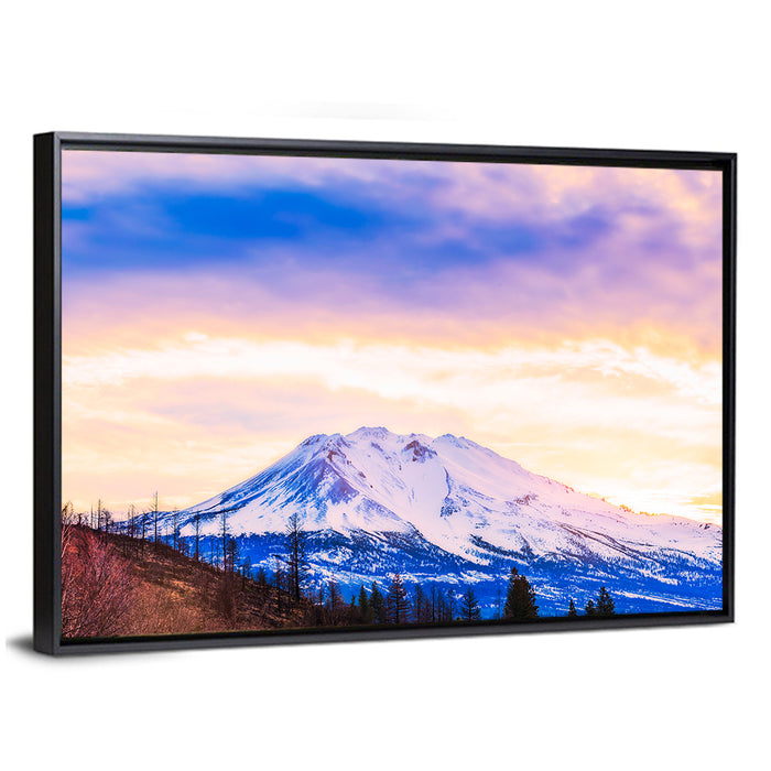 Sunset Over Mount Shesta Wall Art as a framed canvas
