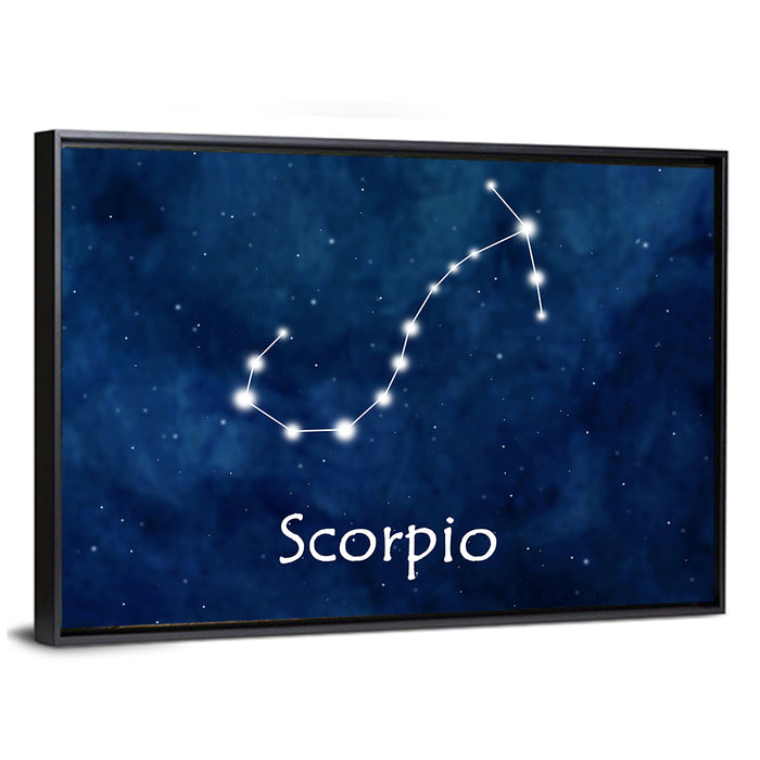 Scorpio Constellation Wall Art as a framed canvas