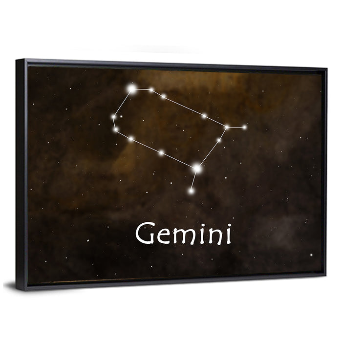 Gemini Constellation Wall Art as a framed canvas