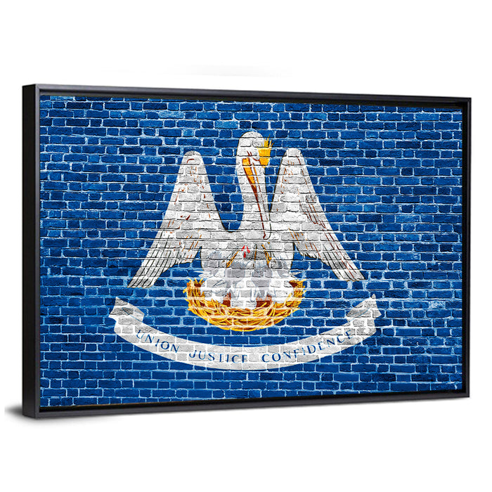 Vintage Louisiana Flag Wall Art as a framed canvas