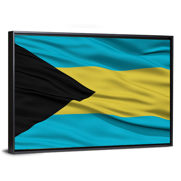 Bahamas Waving Flag Wall Art as a framed canvas