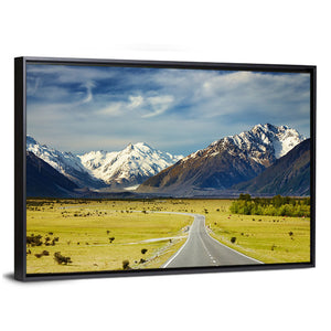 Road & Snowy Mountains In New Zealand Wall Art