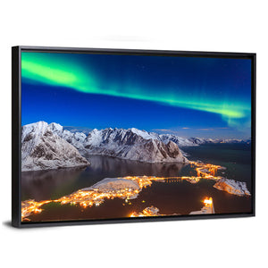 Aurora Borealis Over Reinebringen Mountain Ridge Wall Art