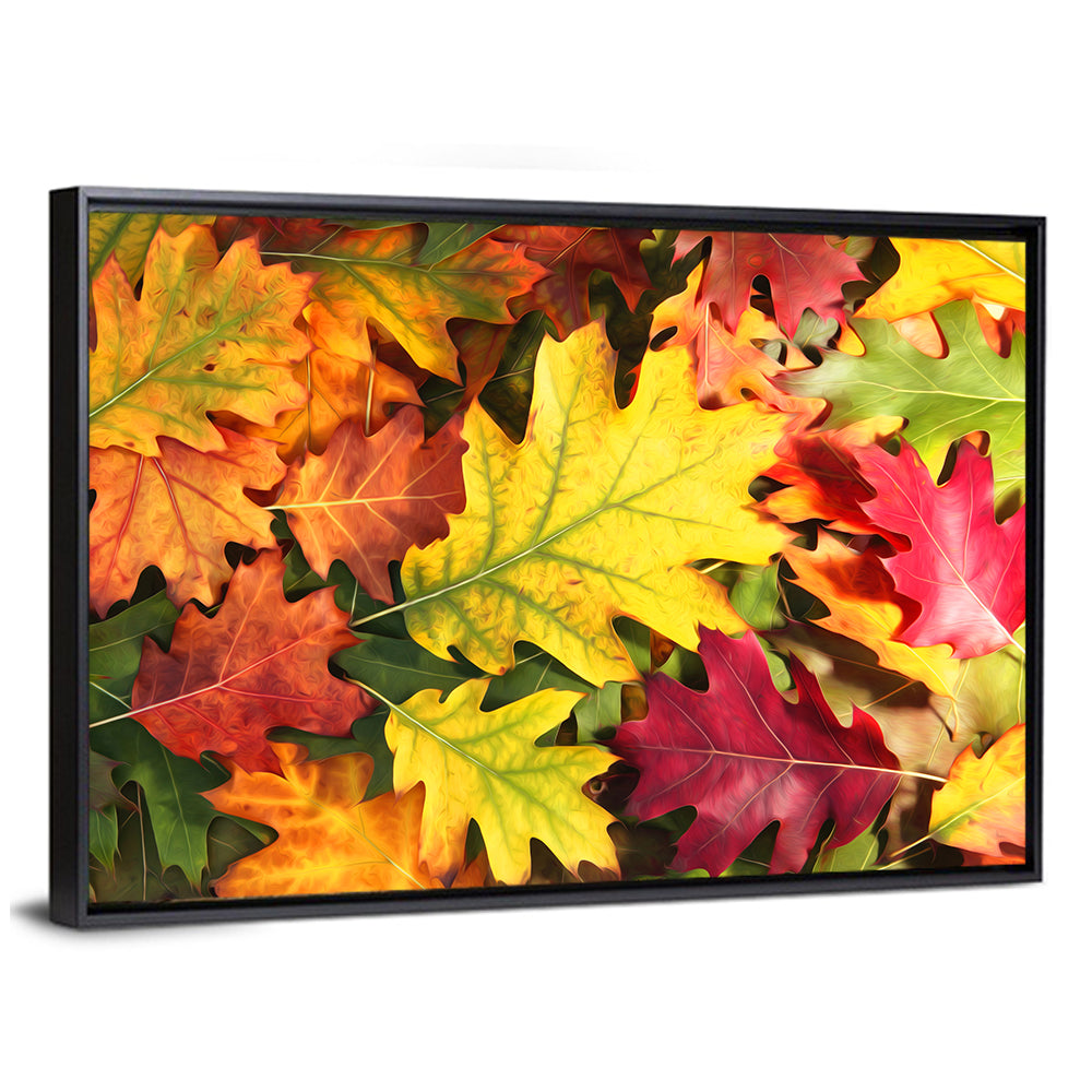 Painterly Autumn Oak Leaves Wall Art