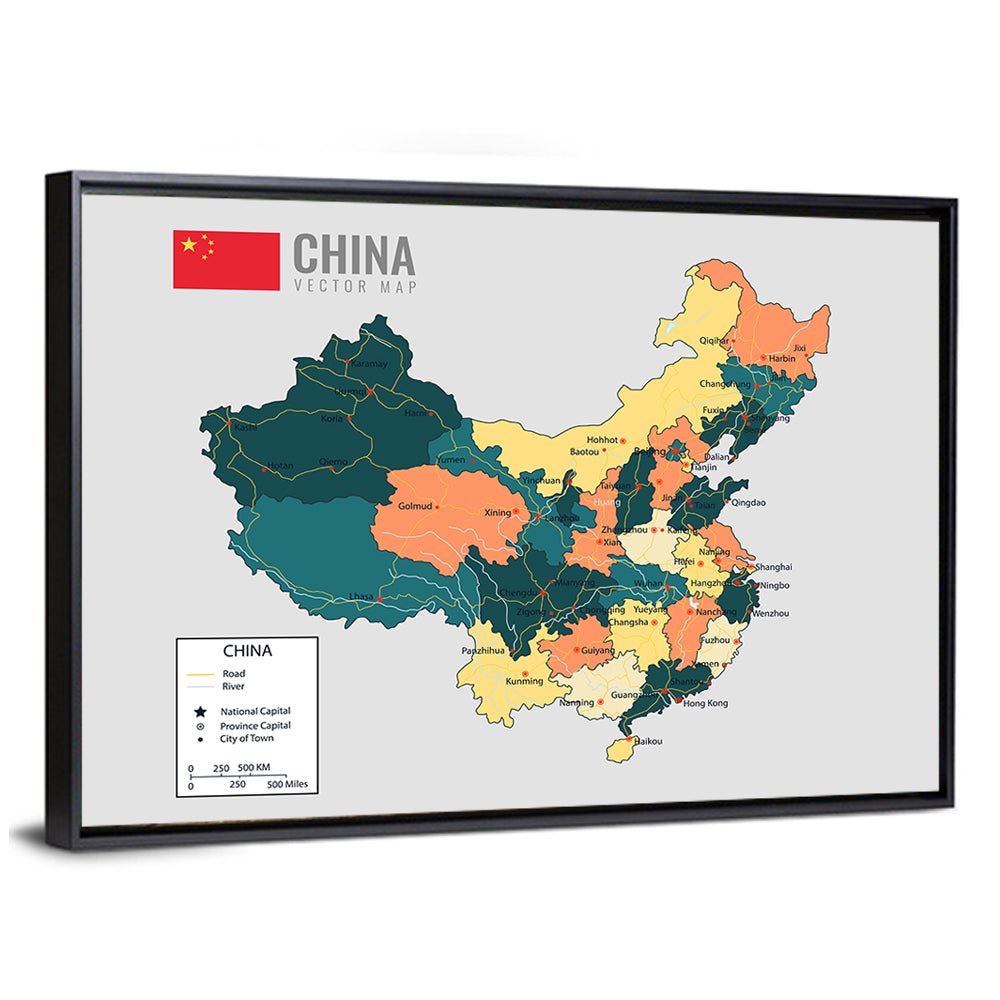 China Political Map Wall Art