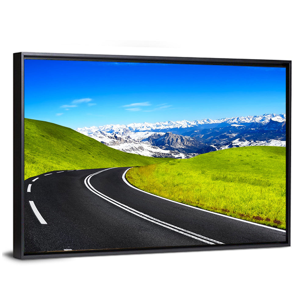 Winding Road Through Snow-capped Mountains Wall Art