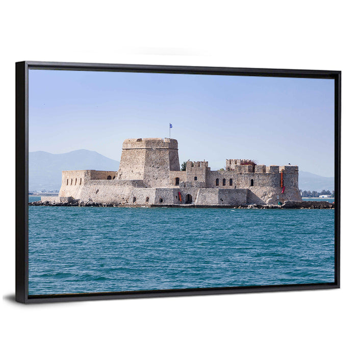 Bourtzi Castle at Sea, Nafplio Wall Art as a framed canvas