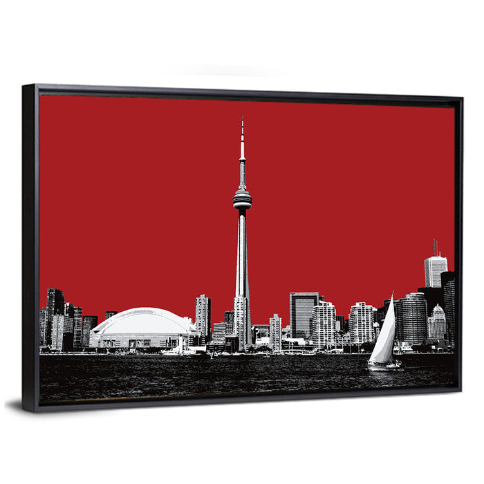 Toronto Skyline Silhouette Wall Art as a framed canvas