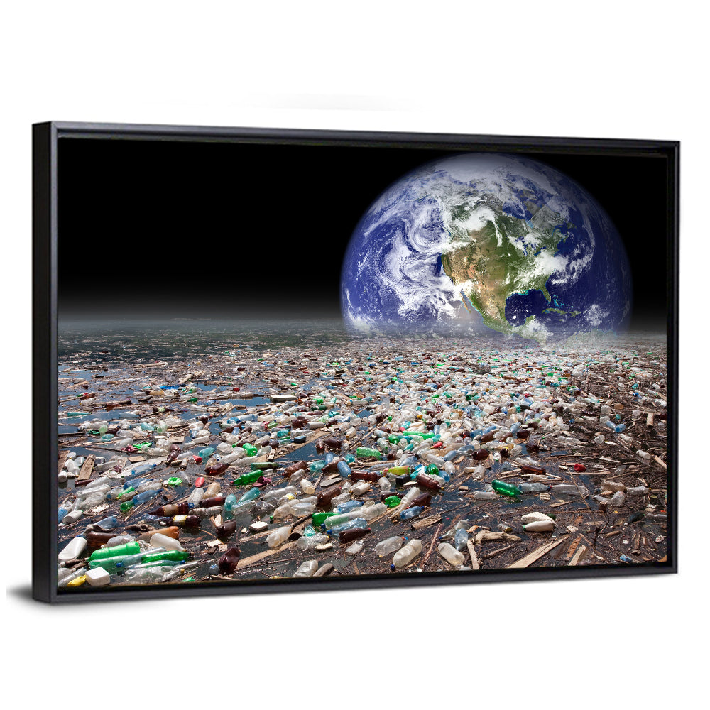 Earth Sinking Into Plastic Ocean Wall Art