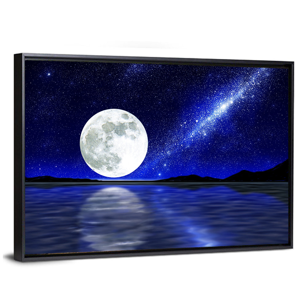Moonlit Lake Reflection Wall Art