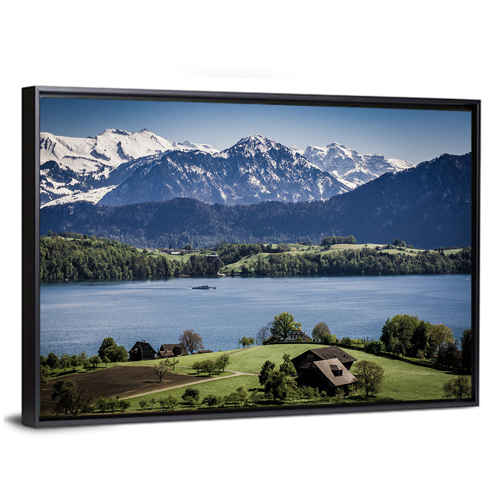 Alpine Lake View with Meadows Wall Art