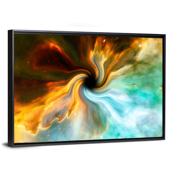 Black Hole Vortex Wall Art as a framed canvas