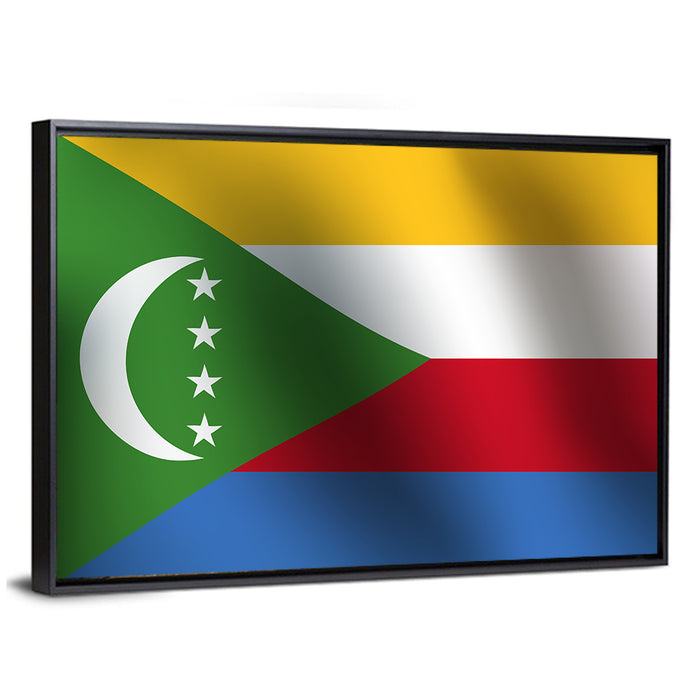 Comoros National Flag Wall Art as a framed canvas