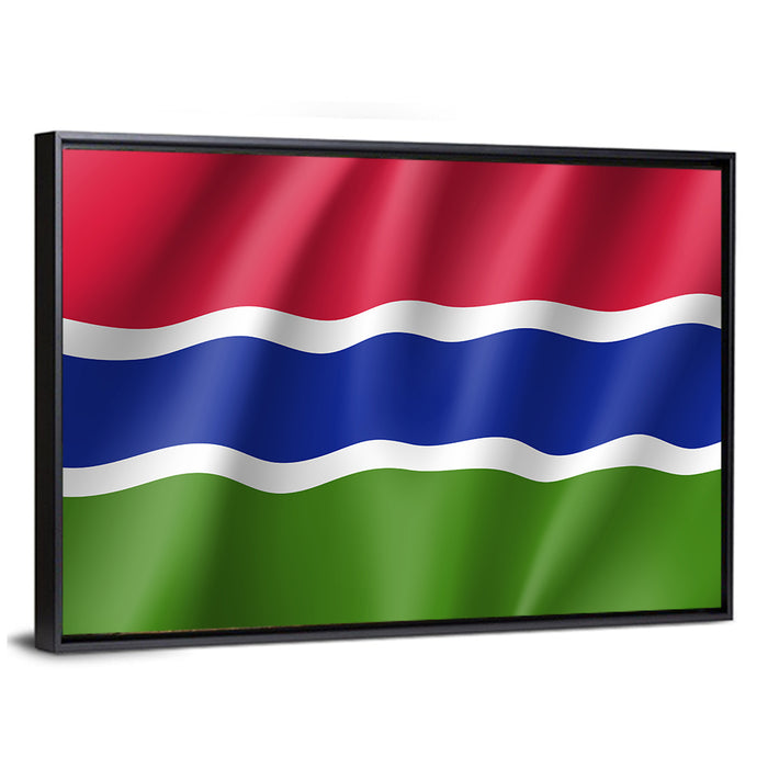 Gambia National Flag Wall Art as a framed canvas