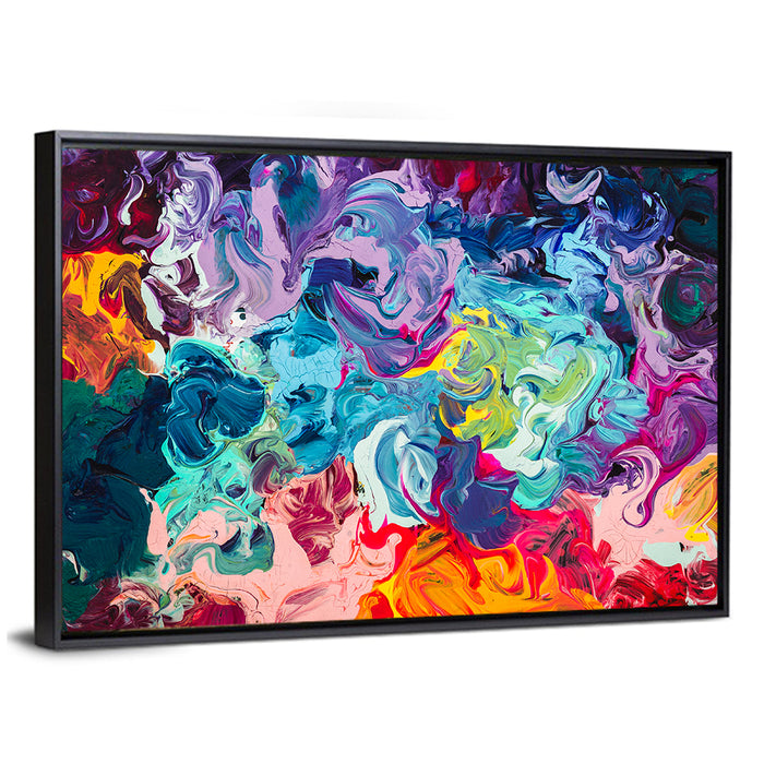 Vibrant Acrylic Swirls Wall Art as a framed canvas