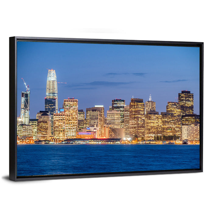 San Francisco Skyline at Twilight Wall Art as a framed canvas