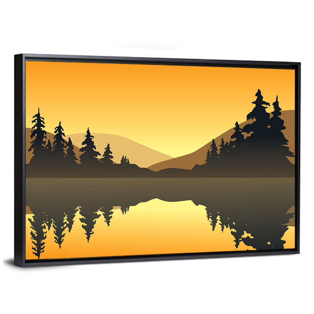 Golden Hour Lake Reflection Wall Art