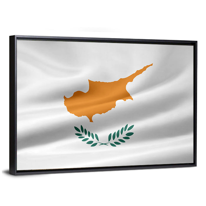 Cyprus Flag Emblem Wall Art as a framed canvas