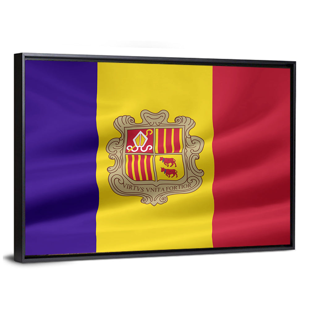 Andorra Flag with Coat of Arms Wall Art