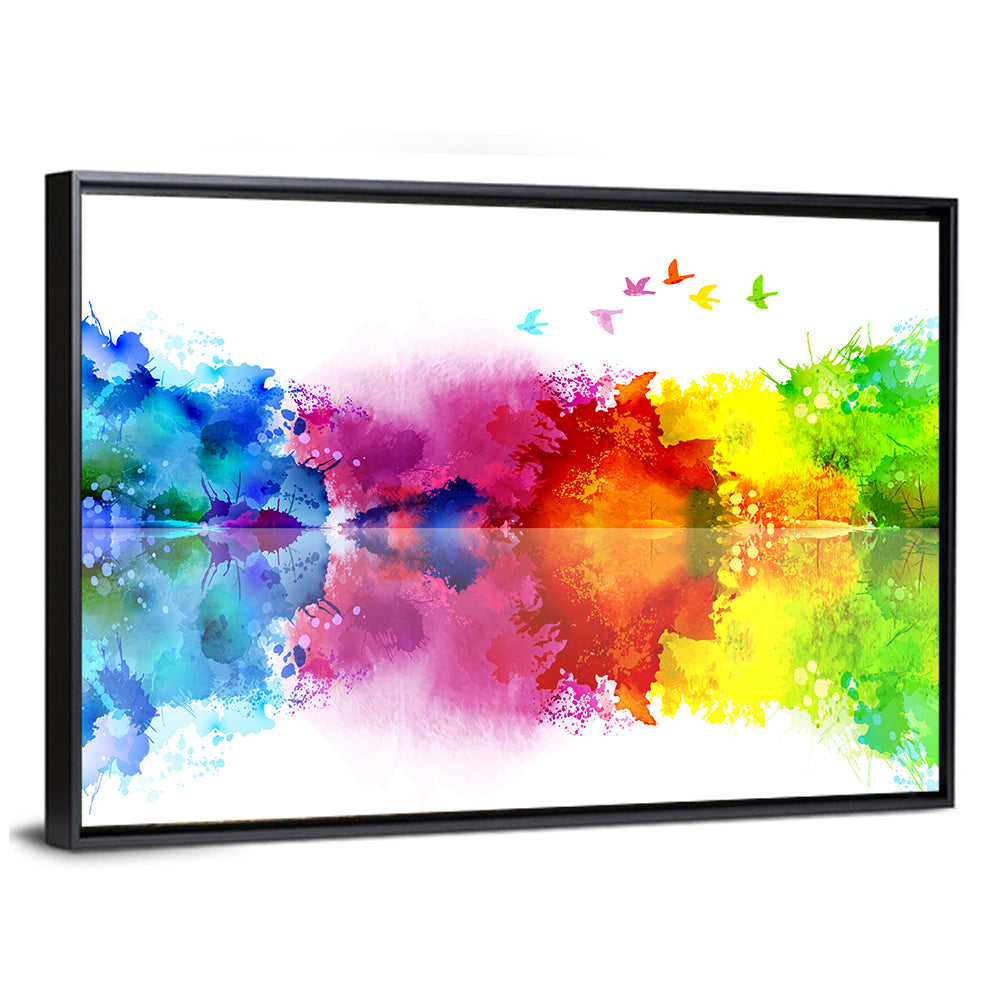 Mirrored Flock of Birds Watercolor Wall Art