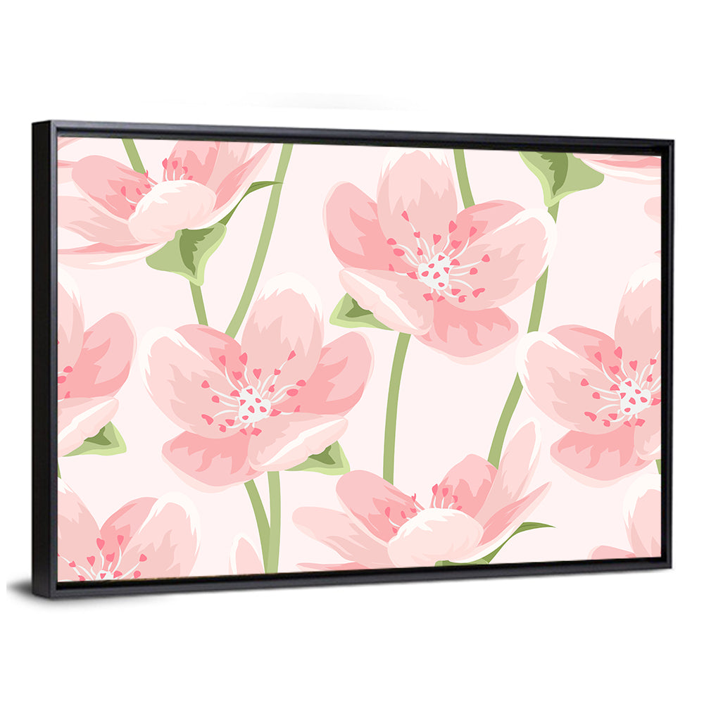 Spring Pink Sakura Magnolia Pattern Wall Art