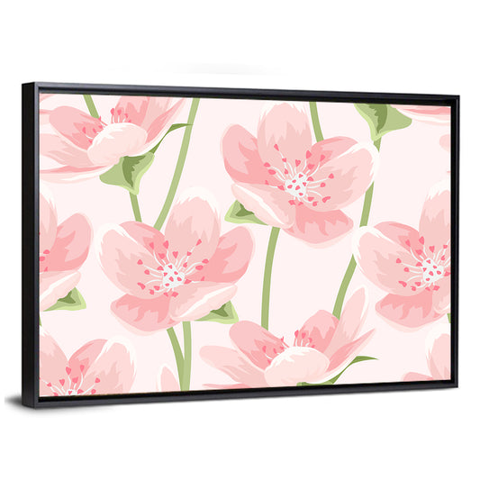 Pink Sakura Magnolia Pattern Wall Art