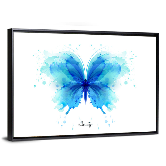 Translucent Blue Butterfly Wall Art as a framed canvas