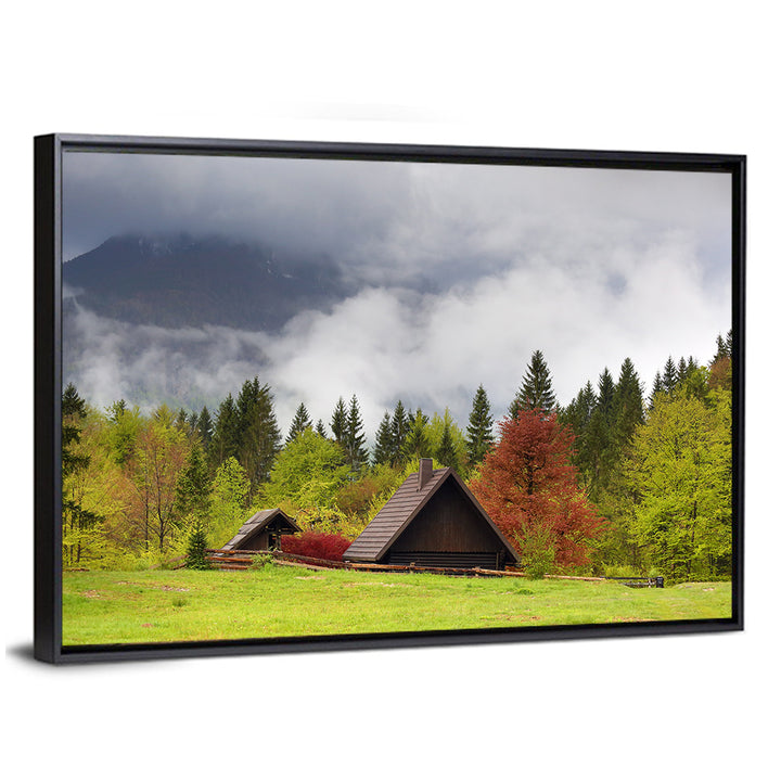 Slovenian Alps Cabin in Fog Wall Art