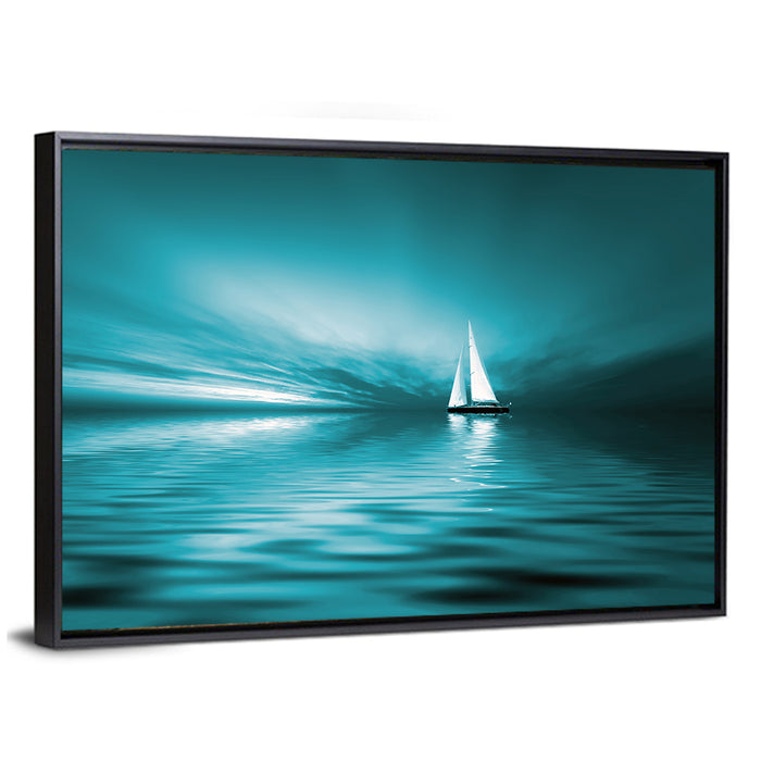 Sailboat at Dusk Wall Art as a framed canvas