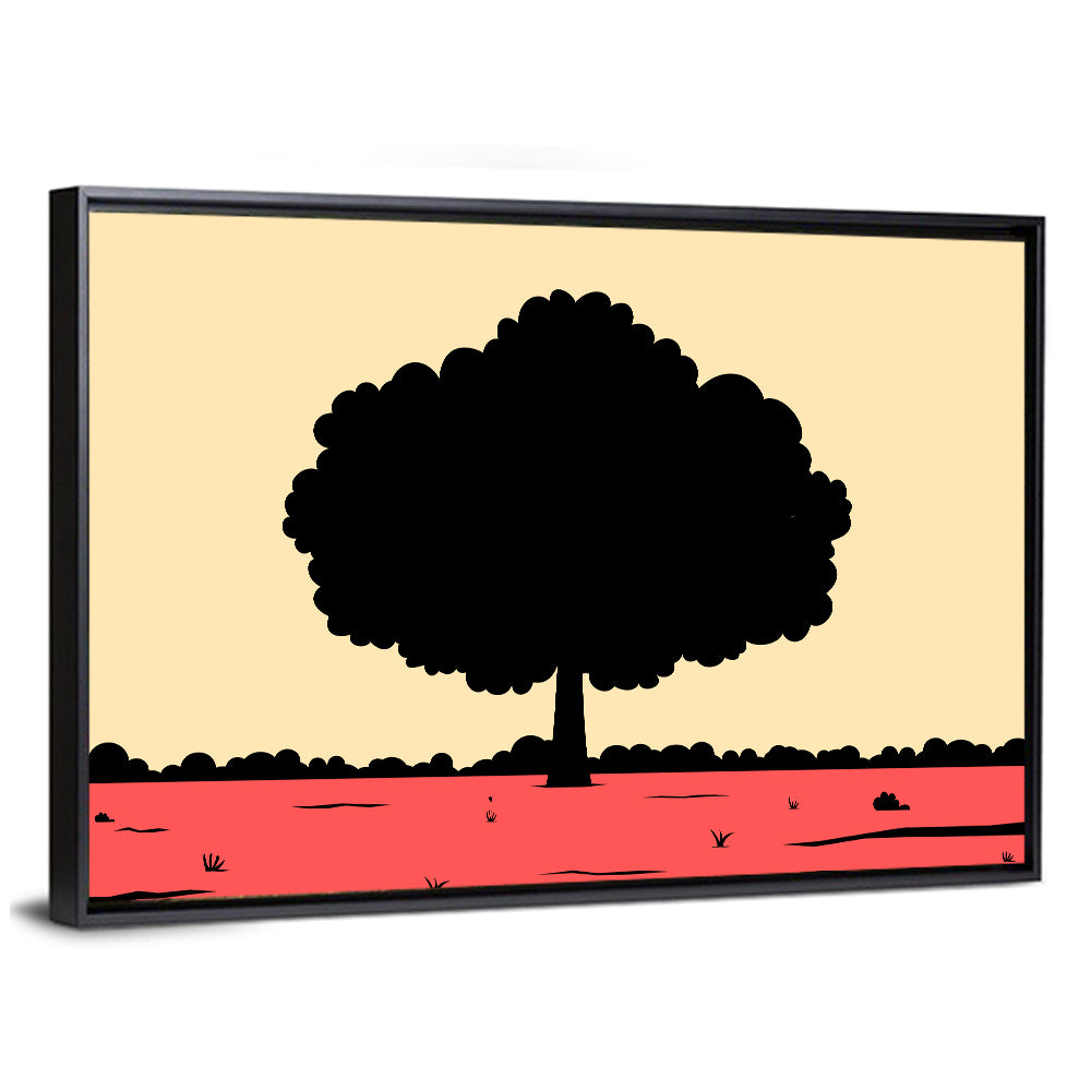 Red Horizon Tree Silhouette Wall Art