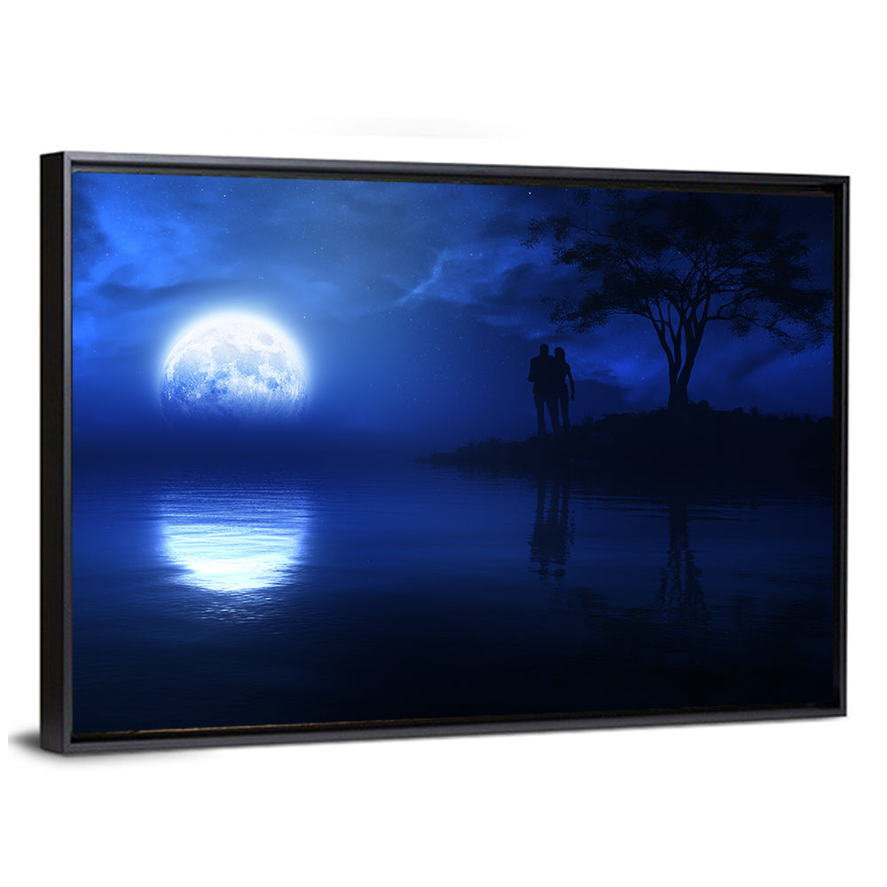 Loving Couple Under Moonlight Wall Art