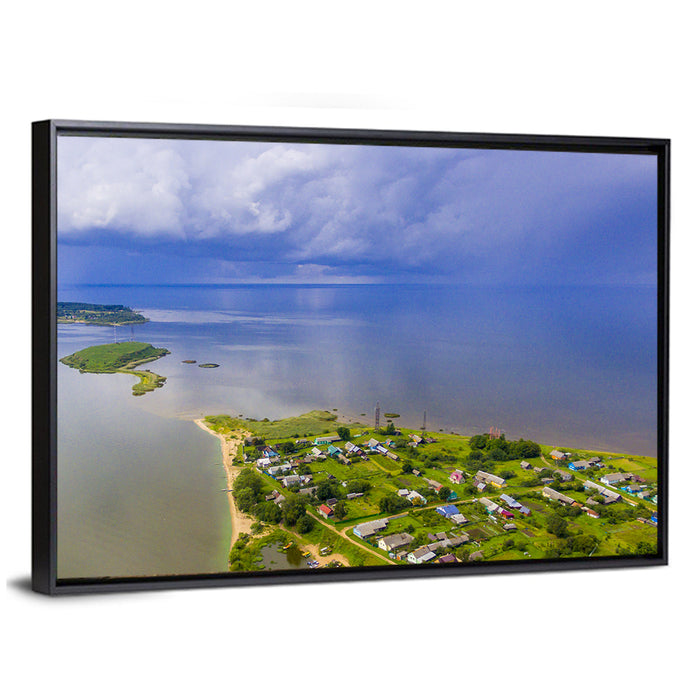 Pskov Lake and Talabski Islands Wall Art as a framed canvas