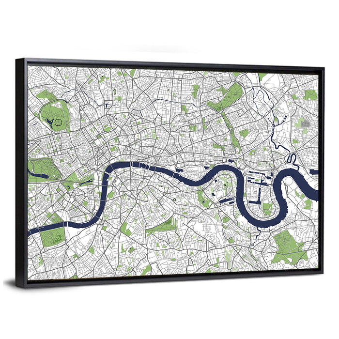 London City Map Wall Art as a framed canvas