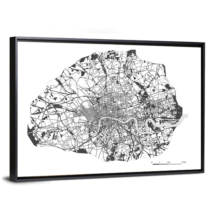 London City Map Wall Art as a framed canvas