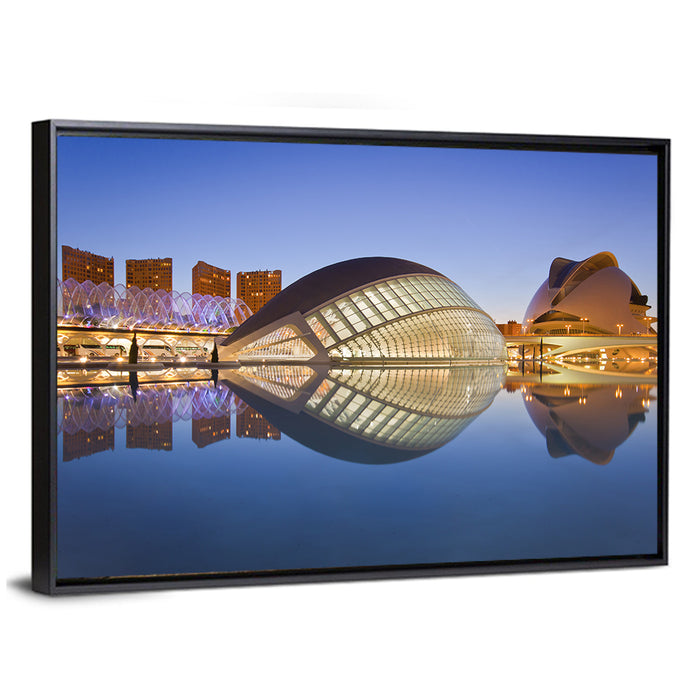 Valencia City of Arts and Sciences, Twilight Wall Art as a framed canvas