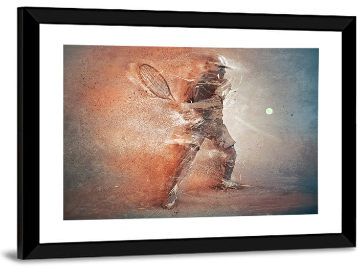 Tennis Player in Motion Wall Art as a framed print