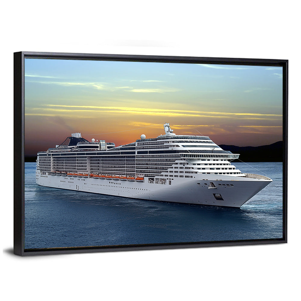 Cruise Ship at Sunset Wall Art