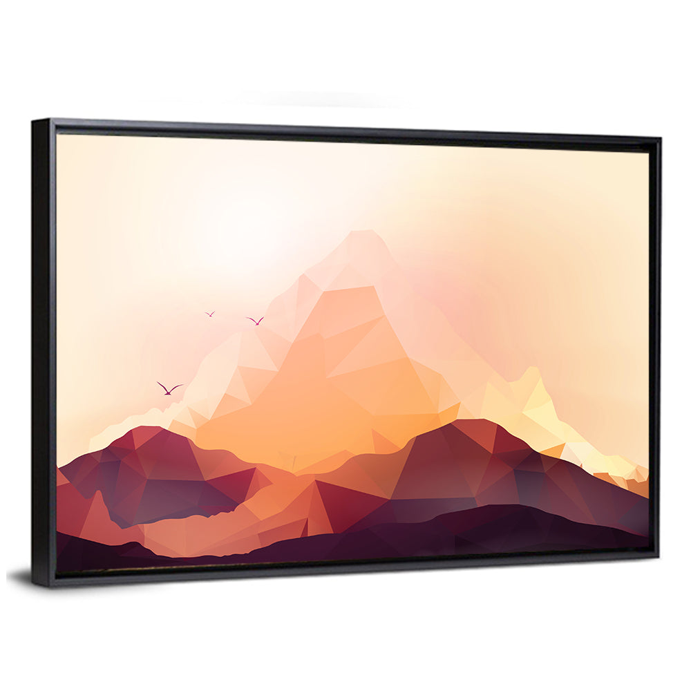 Geometric Mountain Sunset Illustration Wall Art