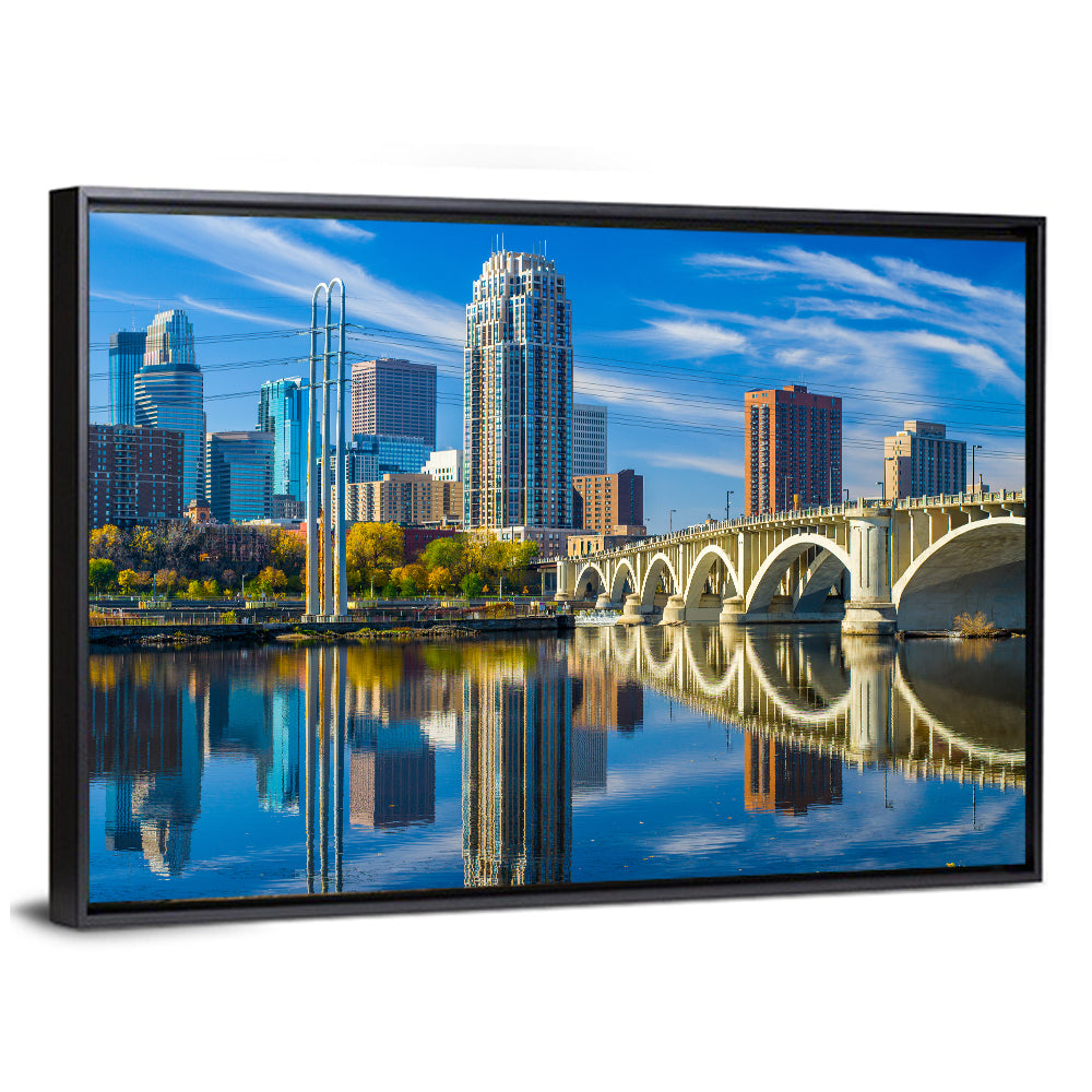 Minneapolis Skyline with Third Avenue Bridge Wall Art